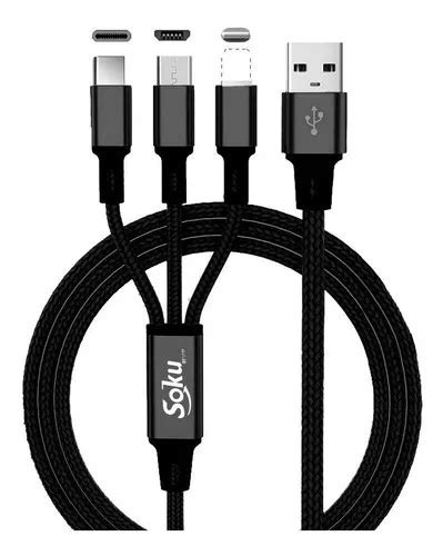 Cable Usb Tipo C Micro Usb Pines En Datos Carga Color Negro