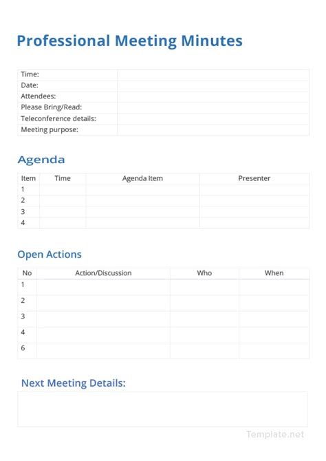 Professional Meeting Minutes Template In Microsoft Word PDF Template Net