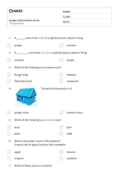 50 Nouns Worksheets For 5th Class On Quizizz Free And Printable