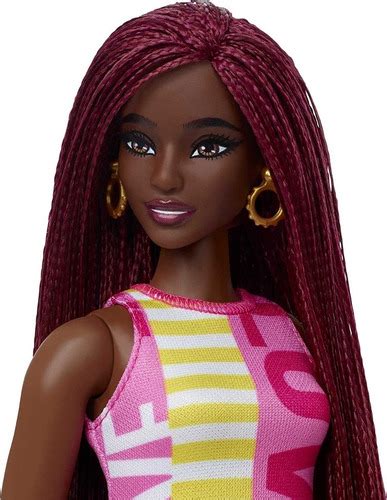 Boneca Barbie Fashionistas 186 Preta negra Curvilínea Trança Frete grátis