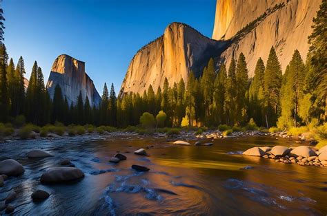 Premium Ai Image Merced River Flows Through Yosemite Valley In Yosemite National Park During