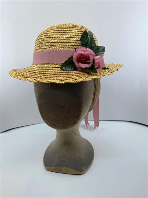 1840s 1850s Childs Historic Hat Little Girls Straw Hat Period Sun