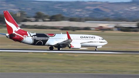 Qantas Mendoowoorrji Boeing 737 800 Vh Xzj Taking Off From Adelaide Airport Youtube