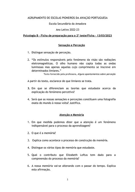 Ficha de preparação para o 2º teste alunos AGRUPAMENTO DE ESCOLAS