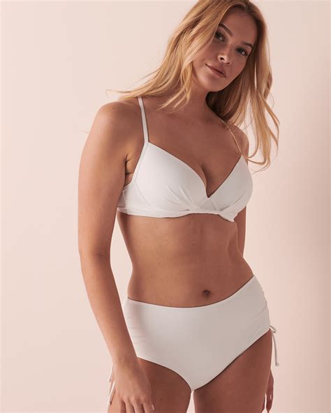 Solid Recycled Fibers Push Up Bikini Top White La Vie En Rose