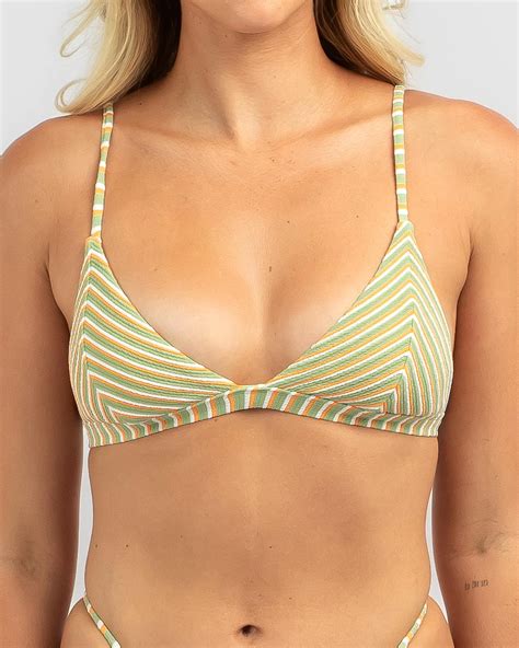 Shop Rhythm Sunbather Stripe Bralette Bikini Top In Green Fast Shipping Easy Returns City