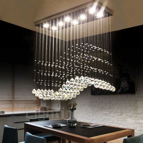 Dimmable Modern LED Crystal Ceiling Pendant Light Indoor Chandeliers Home Hanging Down Lighting ...