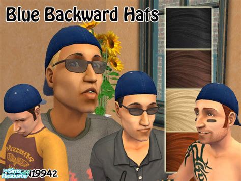 The Sims Resource Blue Backward Hats