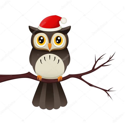 Owl Santa Hat Stock Vector Avelkrieg