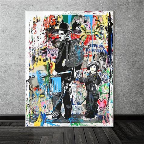 Tableau Charlie Chaplin Pop Art Graffiti Art Peinture Sur Toile