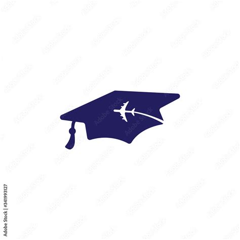 Study abroad vector logo design. Graduation cap and airplane icon ...