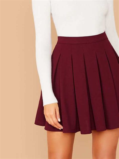 Shein Essnce Zip Back Boxy Pleated Skater Skirt Shein Uk