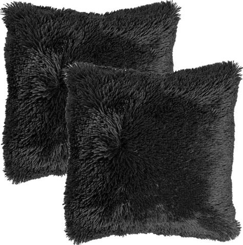 Set Van Sierkussens Dutch Decor Fluffy X Cm Raven Zwart