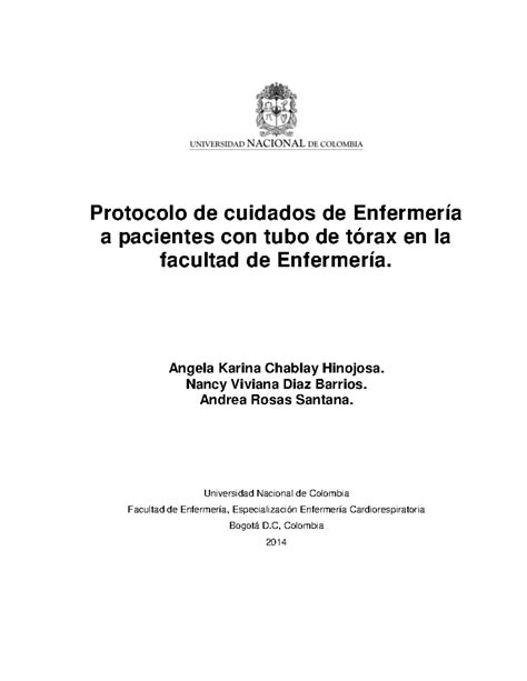 Toracostomia unal - urgencias - Protocolo de cuidados de Enfermería a pacientes con tubo de