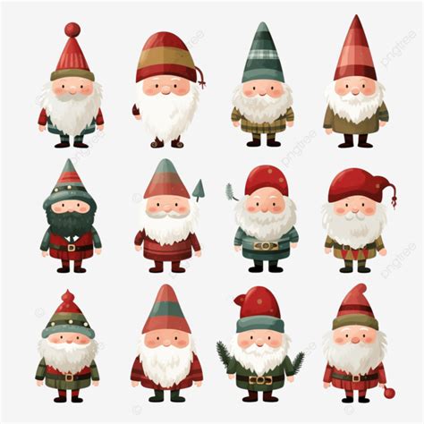 Gnomes Christmas Flat Clipart Merry Christmas Gnomes Collections