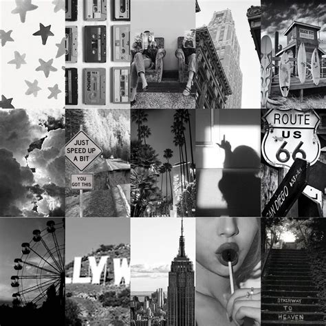 Black And White Aesthetic Photo Collage Kit Digital Etsy