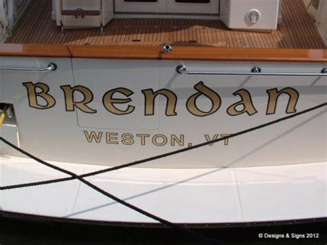 Gold Leaf Boat Name, Engine Turn Letters for Brendan - Designs & Signs