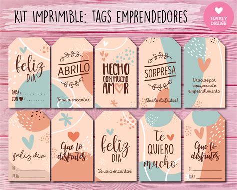 Kit Imprimible Tags Stickers Emprendedores Empr Etiquetas De Regalo