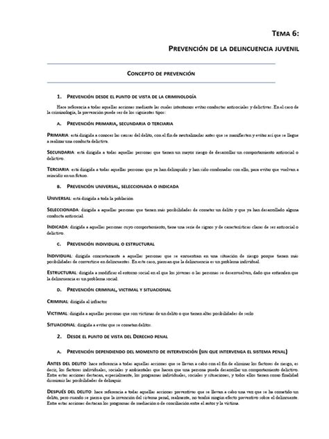 Tema 6 Pdf La Delincuencia Juvenil Comportamiento