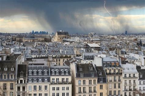 Paris Aerial View Of The Eiffel Tower In A Storm Stock Image Image