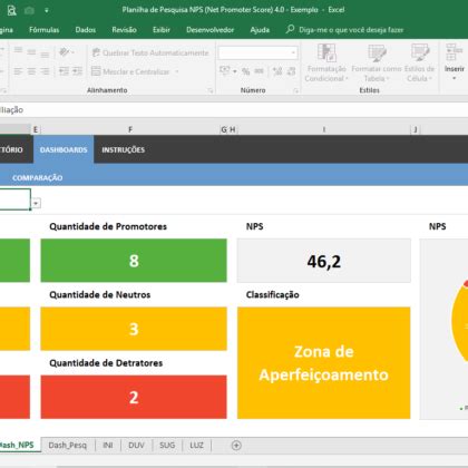 Planilhasvc Planilha De Pesquisa Nps Net Promoter Score Em Excel