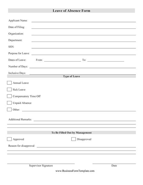 Free Printable Leave Of Absence Form - Printable Forms Free Online