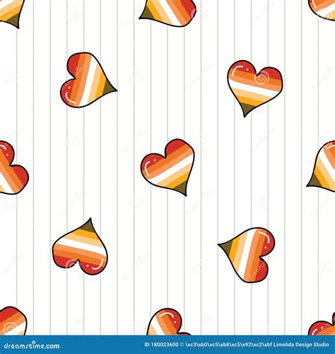 Cute Lesbian Heart Cartoon Seamless Vector Pattern Hand Drawn Isolated