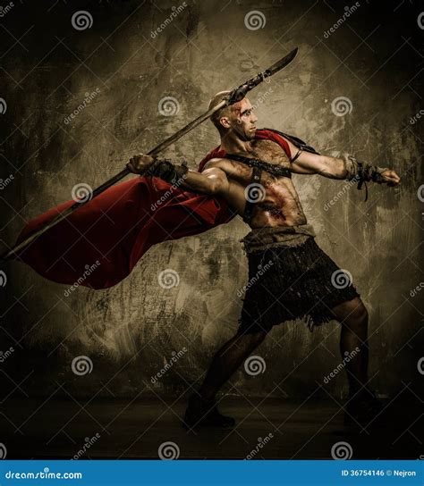 Wounded Gladiator With Spear Royalty Free Stock Image - Image: 36754146