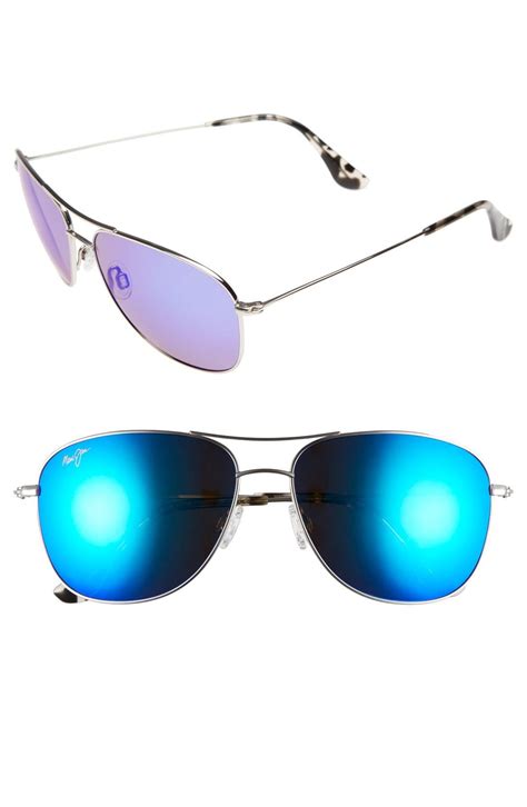 Maui Jim Cliff House Mm Polarizedplus Metal Aviator Sunglasses