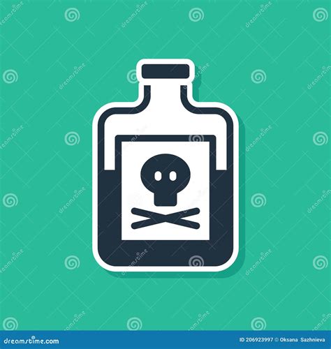 Blue Poison In Bottle Icon Isolated On Green Background Bottle Of Poison Or Poisonous Chemical