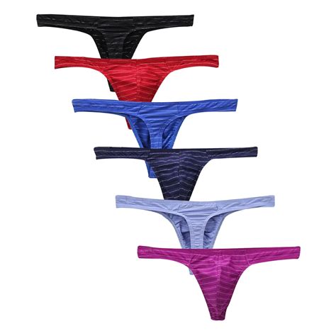 Pcs Lot G String Thong Underwear Men Sexy Lingerie Brief Breathable Underwear Low Waist Stripe