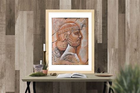 Drawing Portrait Of An Assyrian Warrior Ancient Art Assyria Etsy