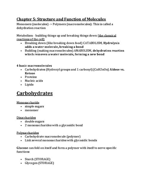 Chapter 5 Structure And Function Of Molecules Chapter 5 Structure And Function Of Molecules