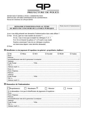 Remplissable En Ligne DEMANDE DINDEMNISATION AU TITRE DU REFUS DE