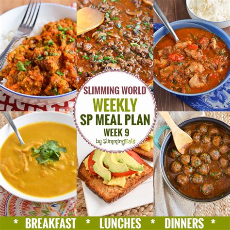 Slimming Eats Sp Weekly Meal Plan Week 9 Sp Meals Slimming World