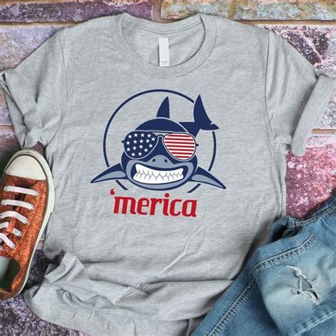 Merica Svg Daddy Shark Svg DXF SVG PDF Shark Svg Patriotic Svg