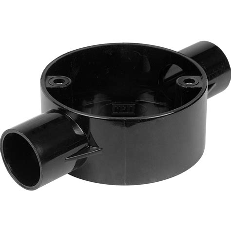 25mm Pvc Conduit Box 2 Way Through Box Black Toolstation