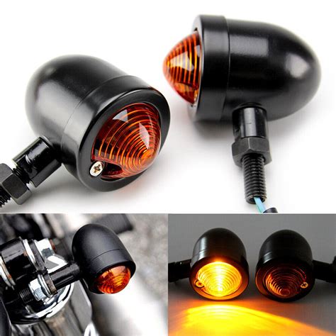 Bullet Motorcycle Turn Signals Indicator Light Amber Blinker For Harley