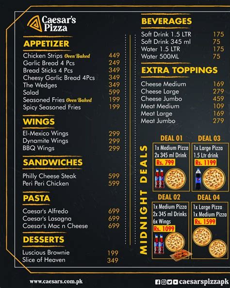 Caesars Pizza Karachi Menu