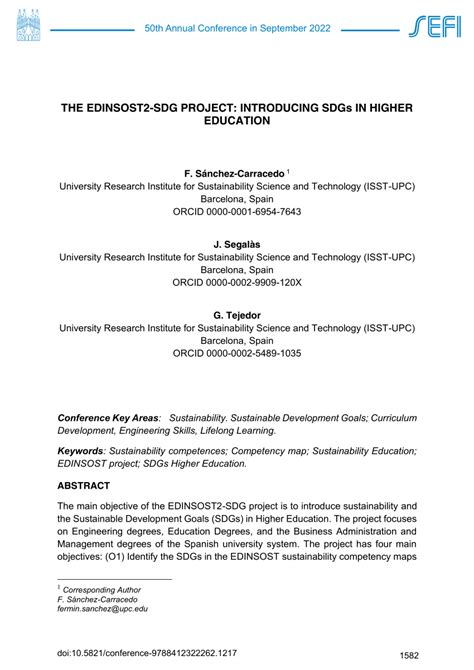 Pdf The Edinsost2 Sdg Project Introducing Sdgs In Higher Education