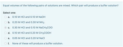 Solved Equal Volumes Of The Following Pairs Of Solutions Are