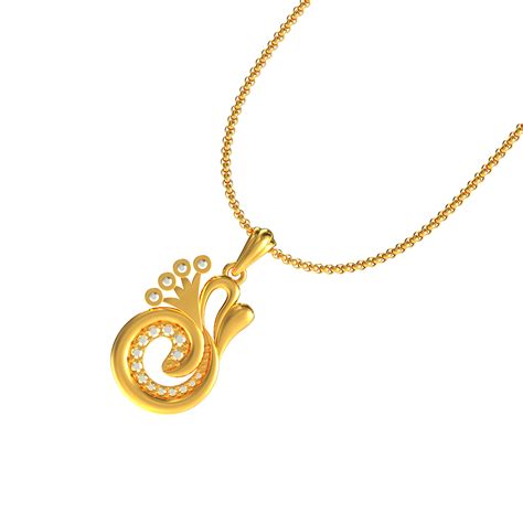 Spe Gold Modern Curve Design Gold Pendant Poonamallee