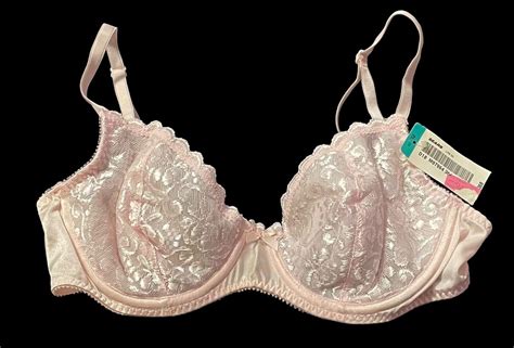 Sears Vintage Pink Shiny Satin Nylon Bra Womens 36B N Gem