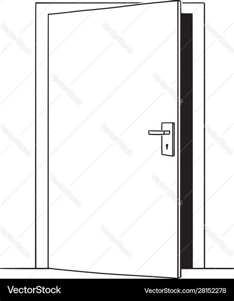 Cartoon drawing slightly open door opportunity Vector Image