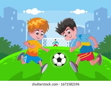 Cartoon Characters Playing Football