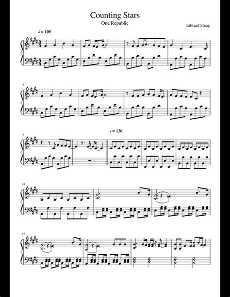 Counting Stars sheet music for Piano download free in PDF or MIDI