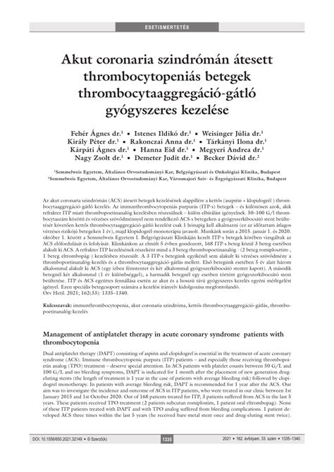 (PDF) Management of antiplatelet therapy in acute coronary syndrome ... 
