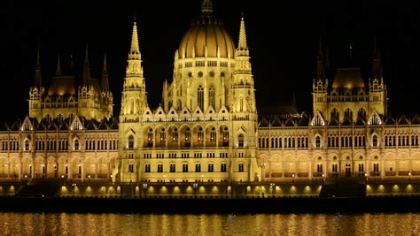 Parliament, Budapest, Hungary at Night Stock Footage Video (100% ...