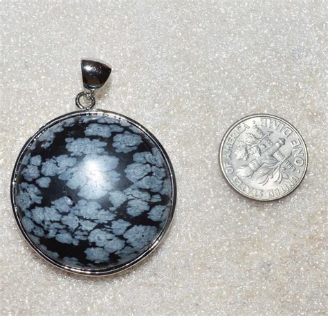 Snowflake Obsidian Pendant Round With Bail