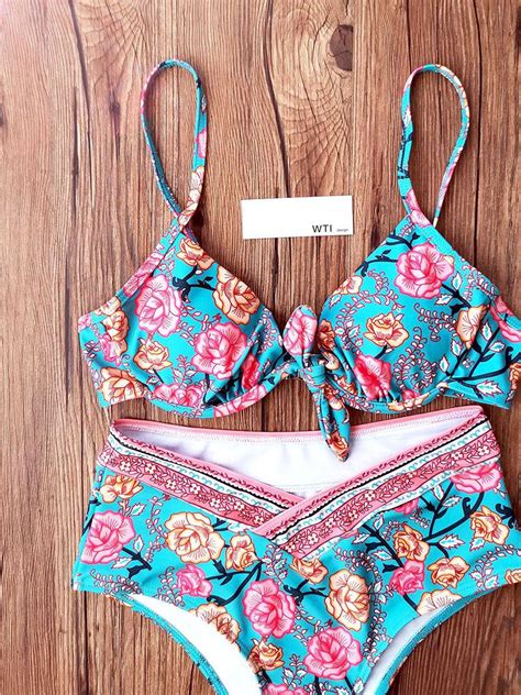 Teal Floral Scalloped Bikini Boho Bathing Suit Boho Swim Suits Hot Sex Picture